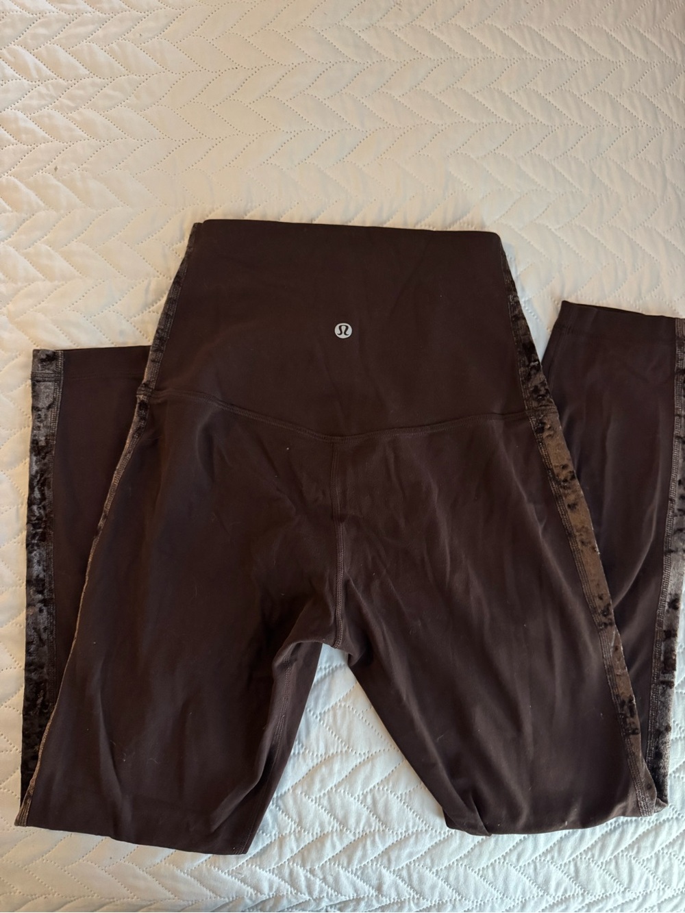lululemon athletica Black Girls' Leggings with Velvet Side Stripes
